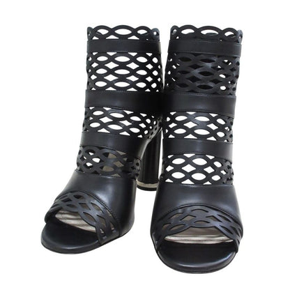 Christian Dior Tattoo Cutwork Open Toe Leather Booties Sandals 35 1/2D Equivalen