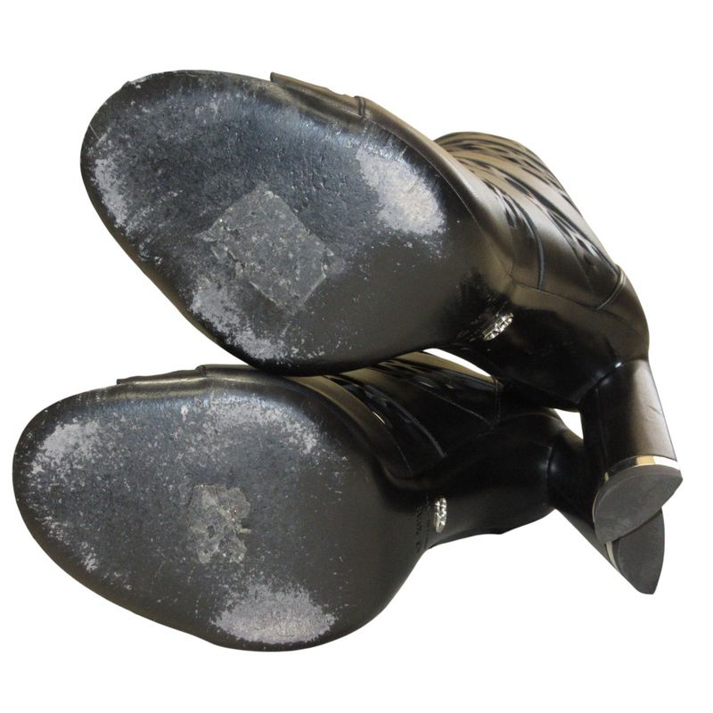 Christian Dior Tattoo Cutwork Open Toe Leather Booties Sandals 35 1/2D Equivalen