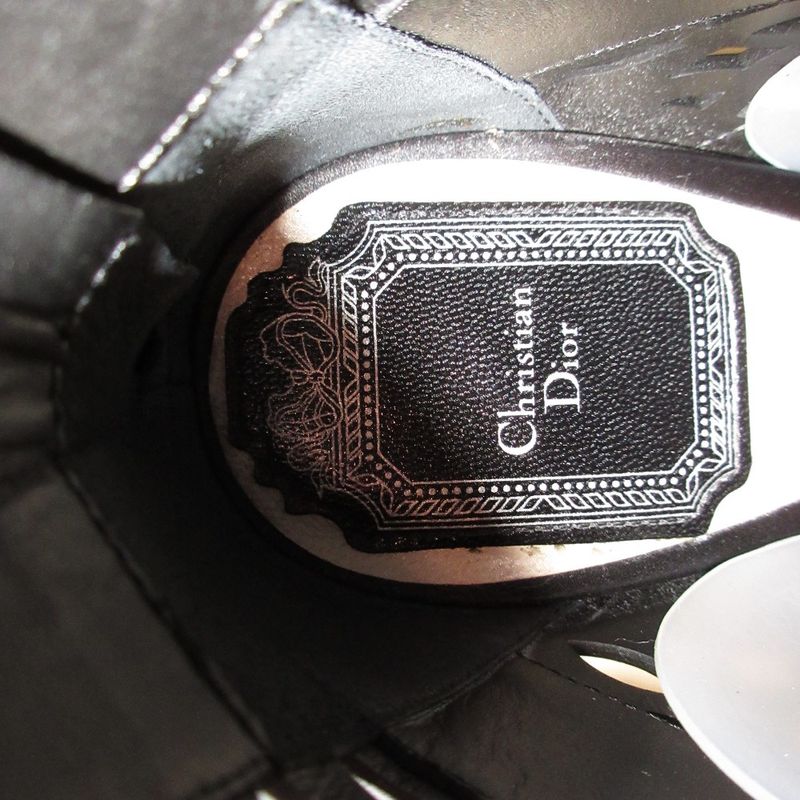 Christian Dior Tattoo Cutwork Open Toe Leather Booties Sandals 35 1/2D Equivalen