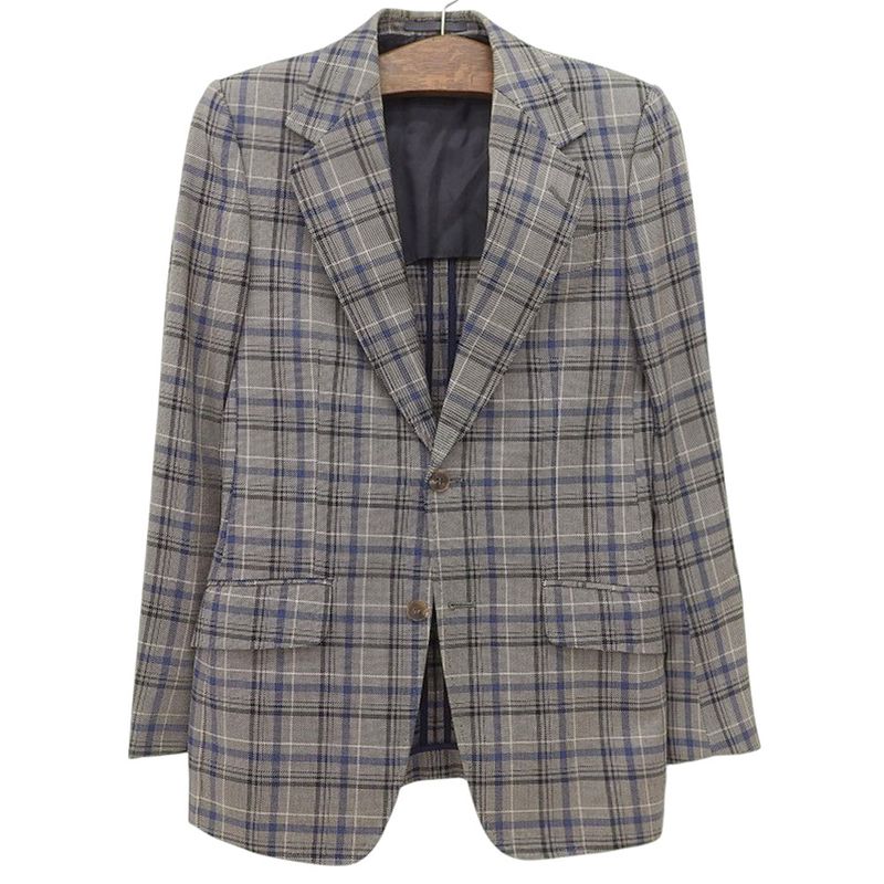 Gucci Checkered Mohair Blend Tailored Jacket Size 44r Beige and Navy Men's Used