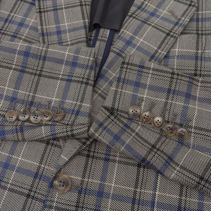 Gucci Checkered Mohair Blend Tailored Jacket Size 44r Beige and Navy Men's Used