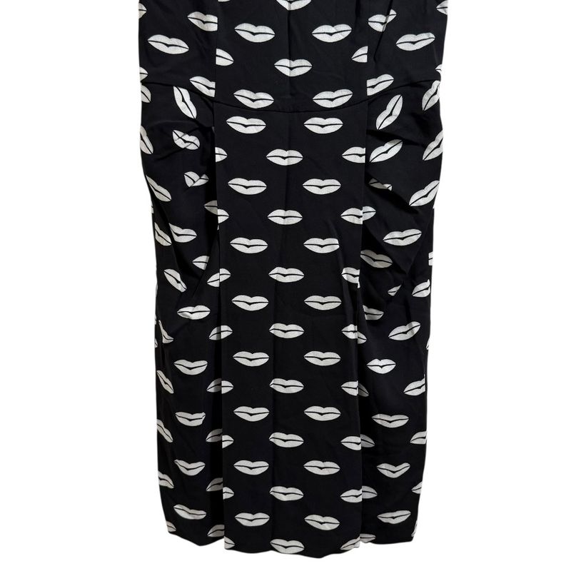 Prada Lip Print Knee Length Sleeveless Dress 38s Black Women's Used