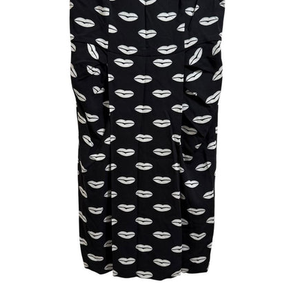 Prada Lip Print Knee Length Sleeveless Dress 38s Black Women's Used