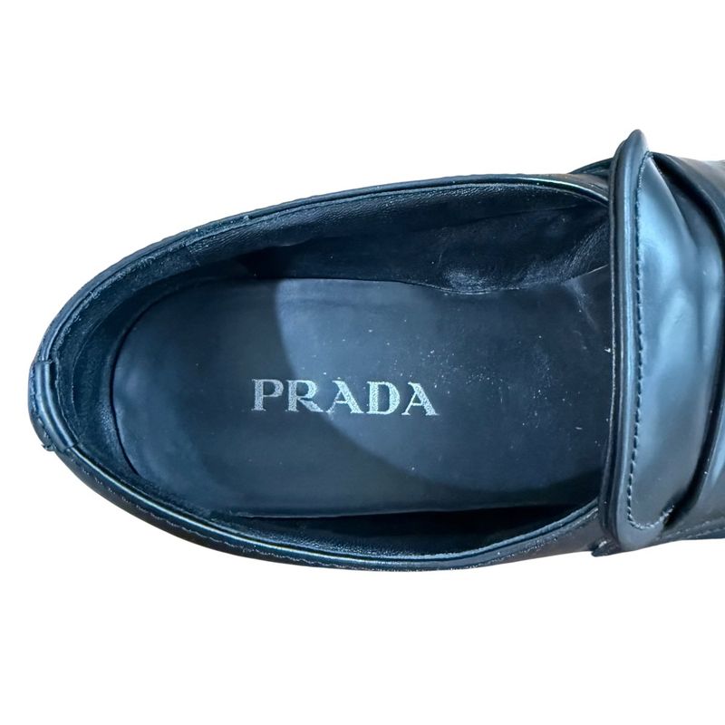 Good Prada Leather Loafer Dnc725 Size 39 25.5cm (10.04in) Equivalent Black