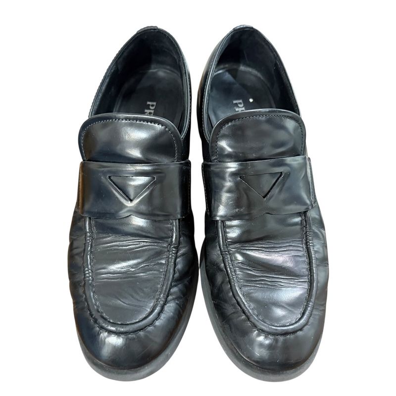 Good Prada Leather Loafer Dnc725 Size 39 25.5cm (10.04in) Equivalent Black