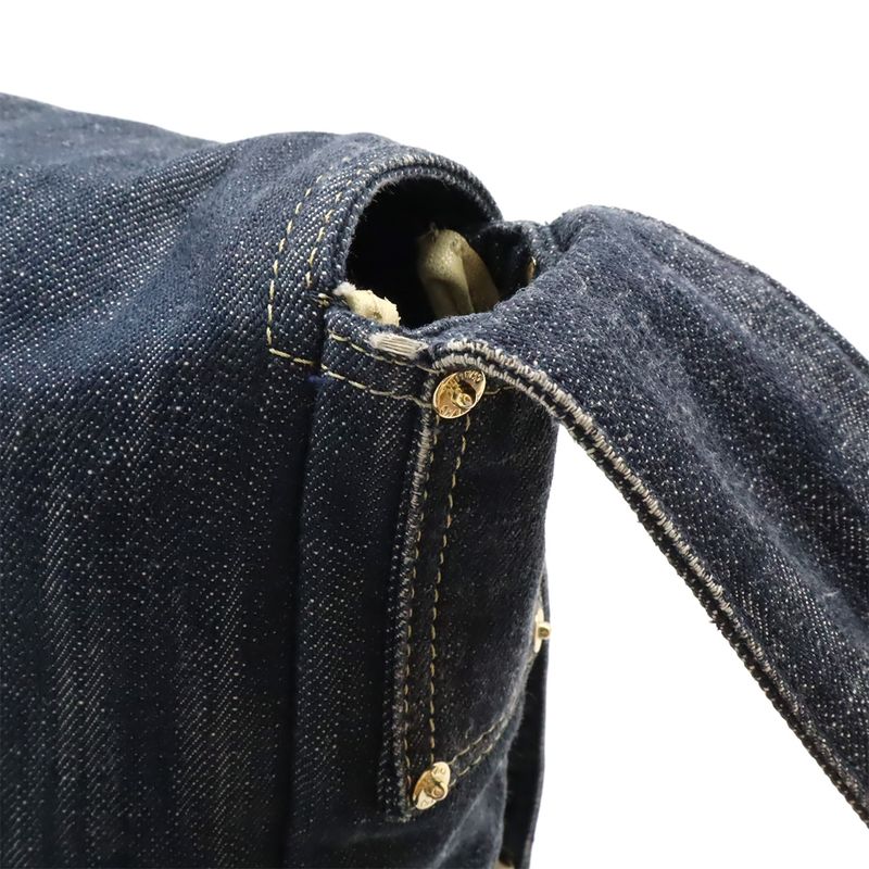 Chanel Spark Ring Denim Coco Mark Shoulder Bag Messenger Bag Indigo Blue Gold