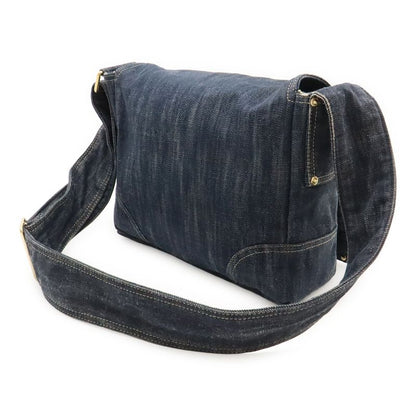 Chanel Spark Ring Denim Coco Mark Shoulder Bag Messenger Bag Indigo Blue Gold
