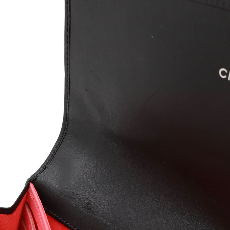 Chanel Cambon Line Coco Long Bifold Wallet Soft Calf Leather Enamel Black Pink