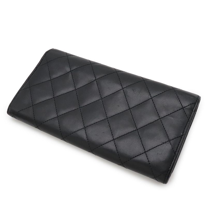 Chanel Cambon Line Coco Long Bifold Wallet Soft Calf Leather Enamel Black Pink