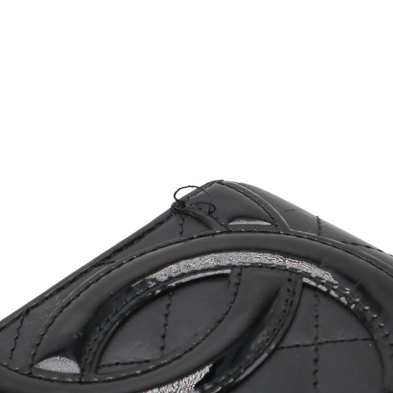 Chanel Cambon Line Coco Long Bifold Wallet Soft Calf Leather Enamel Black Pink