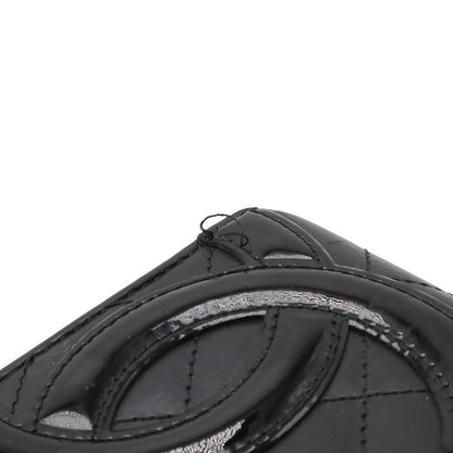 Chanel Cambon Line Coco Long Bifold Wallet Soft Calf Leather Enamel Black Pink