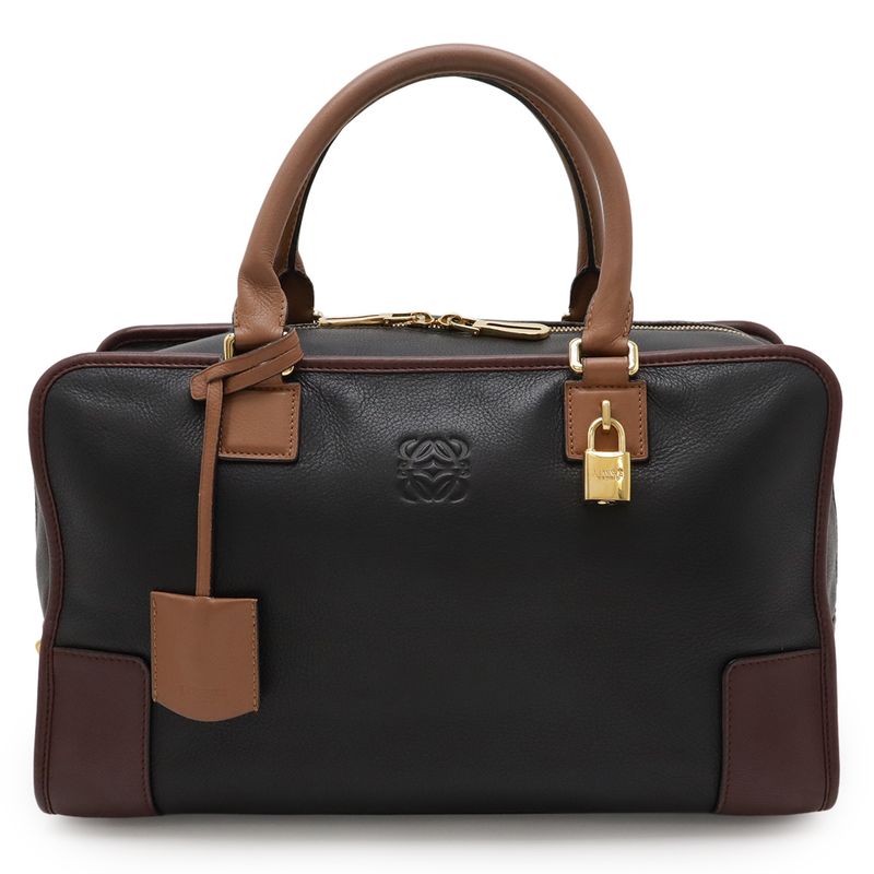 Loewe Amazona 36 Anagram Handbag Mini Boston Bag Handbag Leather Black Brown