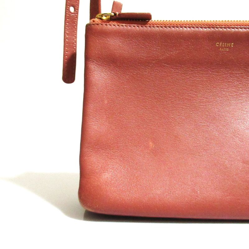 Good Celine Trio Small Shoulder Bag Pink Brown Ladies Used