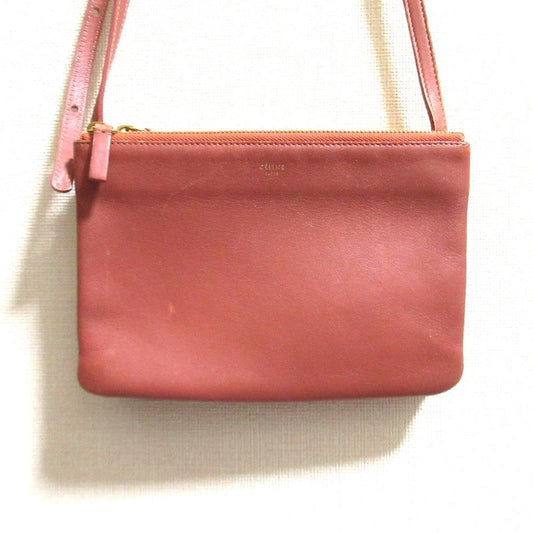 Good Celine Trio Small Shoulder Bag Pink Brown Ladies Used