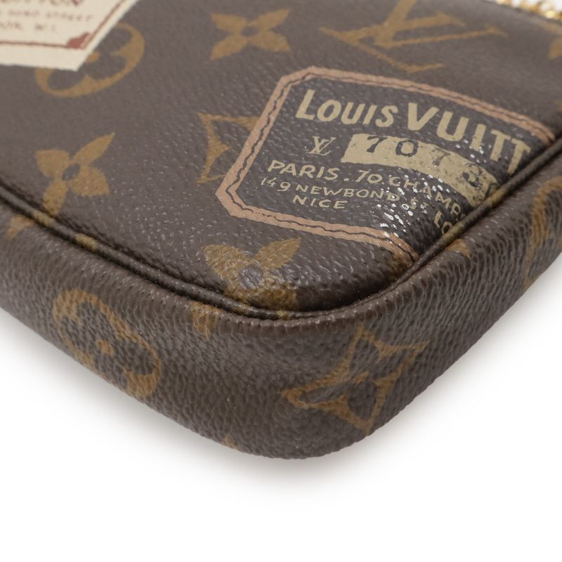 Louis Vuitton Monogram Label Collection Mini Pochette Accessory Pouch Chain