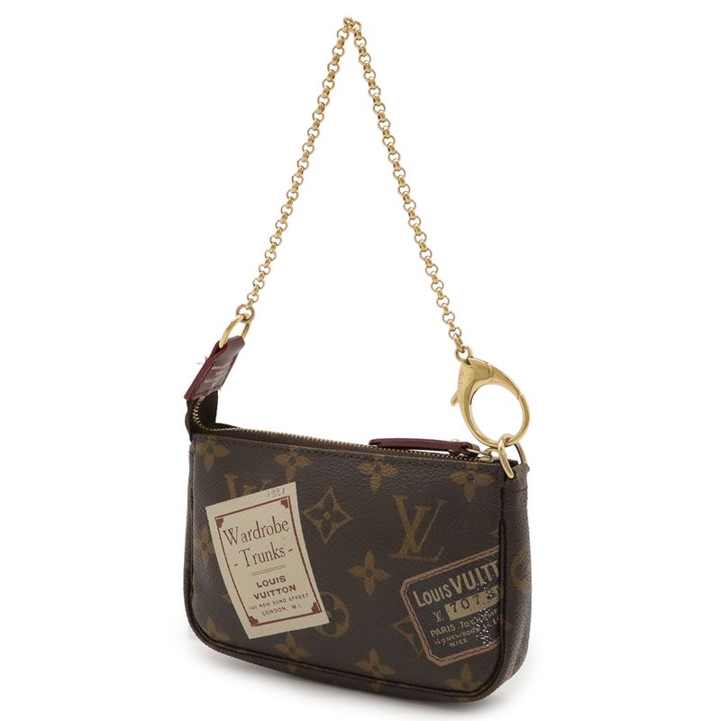 Louis Vuitton Monogram Label Collection Mini Pochette Accessory Pouch Chain