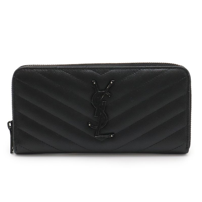 Saint Laurent Paris YSL Yves Saint Laurent Monogram Round Zipper Long Wallet