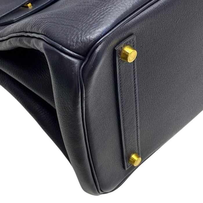 Hermes Birkin 35 Tote Handbag Gold Dark Navy Indigo Togo Leather B Engraved