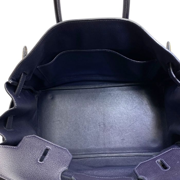 Hermes Birkin 35 Tote Handbag Gold Dark Navy Indigo Togo Leather B Engraved