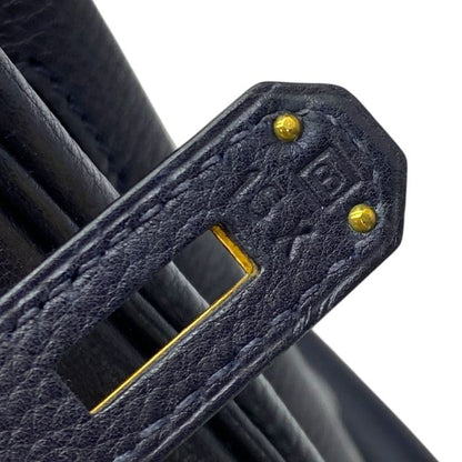 Hermes Birkin 35 Tote Handbag Gold Dark Navy Indigo Togo Leather B Engraved
