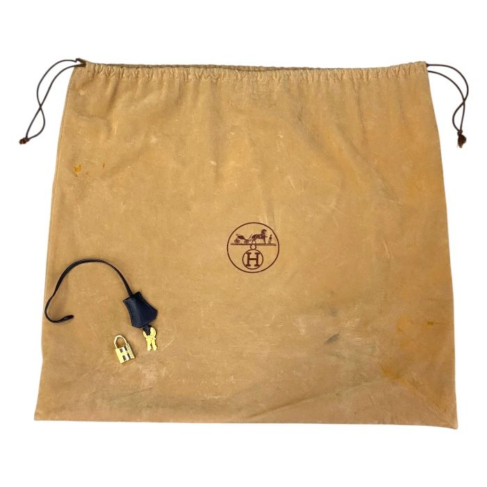 Hermes Birkin 35 Tote Handbag Gold Dark Navy Indigo Togo Leather B Engraved