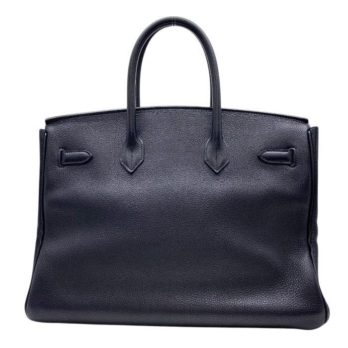 Hermes Birkin 35 Tote Handbag Gold Dark Navy Indigo Togo Leather B Engraved