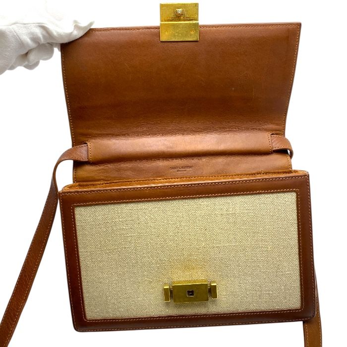 Saint Laurent Paris Belle Chasse Shoulder Bag Shoulder Bag Logo Leather Canvas