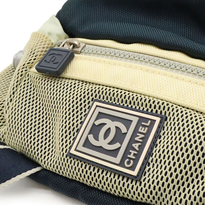 Chanel Sport Line Coco Mark Waist Bag Body Bag 2WAY Handbag Nylon Canvas Navy