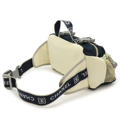 Chanel Sport Line Coco Mark Waist Bag Body Bag 2WAY Handbag Nylon Canvas Navy