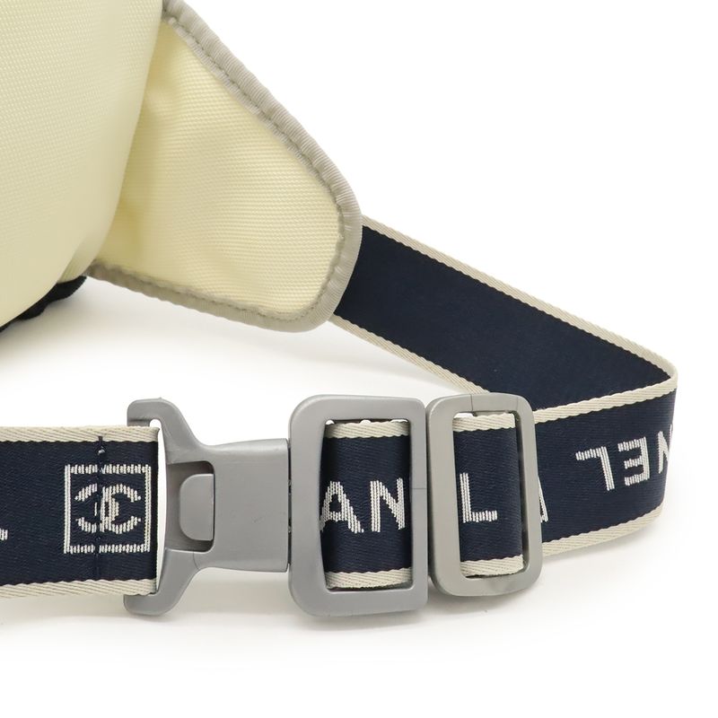 Chanel Sport Line Coco Mark Waist Bag Body Bag 2WAY Handbag Nylon Canvas Navy