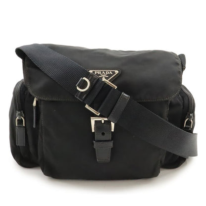 Prada Triangle Logo Shoulder Bag Messenger Bag Crossbody Nylon Leather NERO