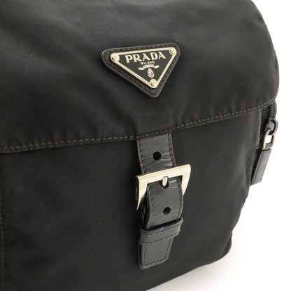 Prada Triangle Logo Shoulder Bag Messenger Bag Crossbody Nylon Leather NERO