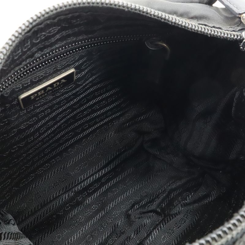 Prada Triangle Logo Shoulder Bag Messenger Bag Crossbody Nylon Leather NERO