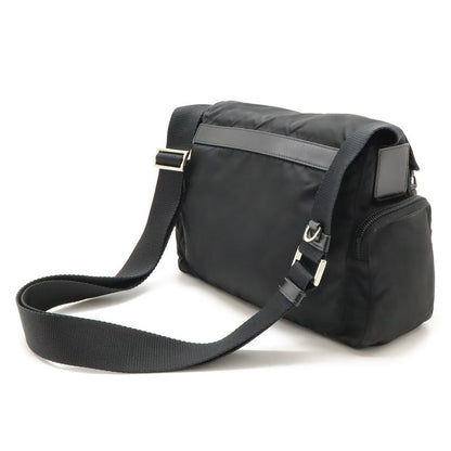 Prada Triangle Logo Shoulder Bag Messenger Bag Crossbody Nylon Leather NERO