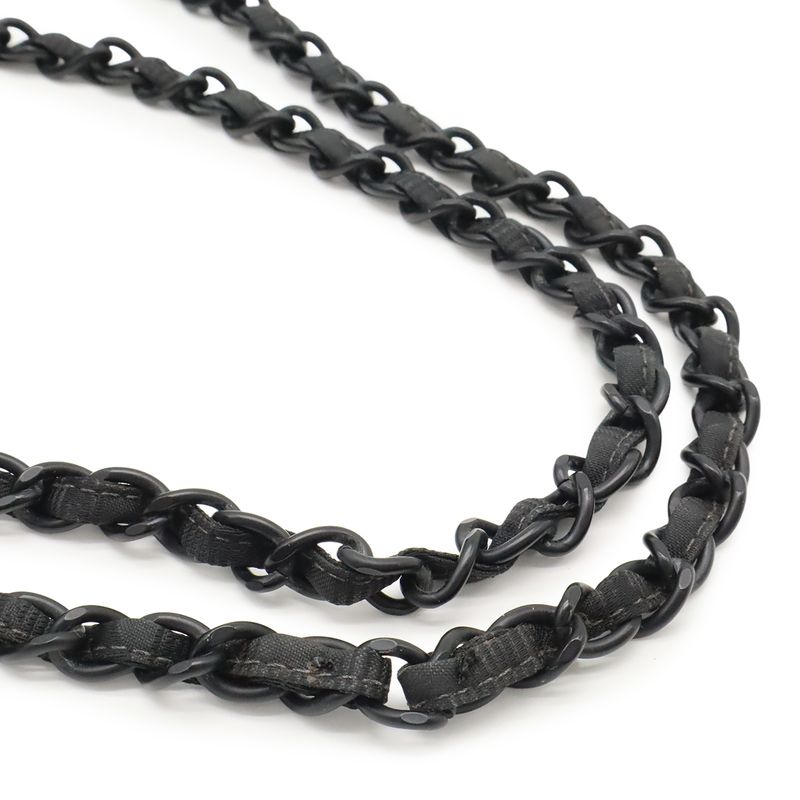 Chanel New Travel Line Chain Bag Shoulder Bag 2WAY Nylon Jacquard Leather Black