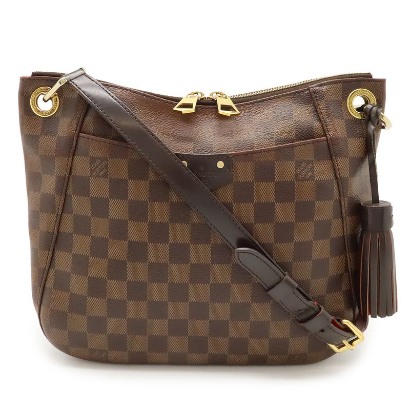 Louis Vuitton Damier South Bank Shoulder Bag Crossbody Fringe Tassel Charm