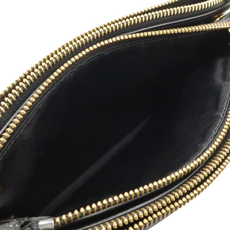 Celine Trio Small Shoulder Bag Shoulder Pouch Pochette Crossbody Leather Black