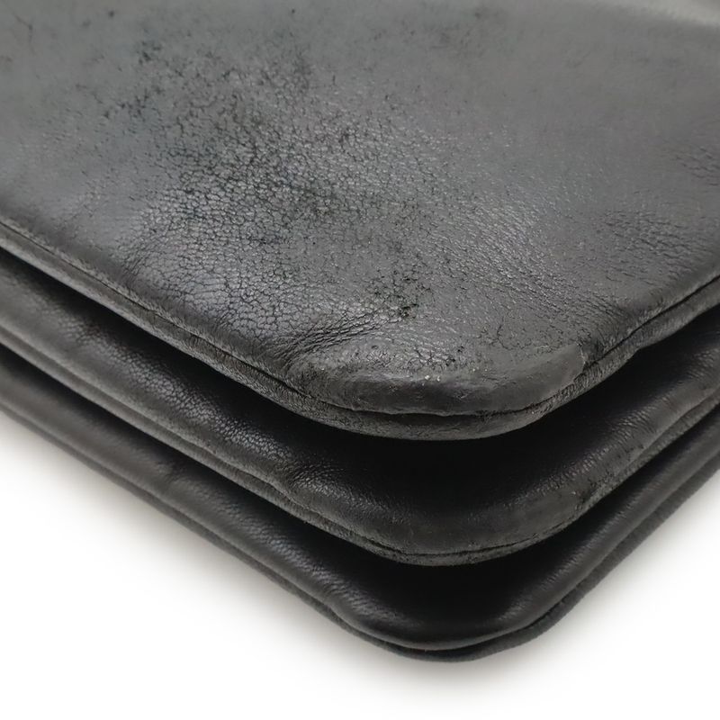 Celine Trio Small Shoulder Bag Shoulder Pouch Pochette Crossbody Leather Black