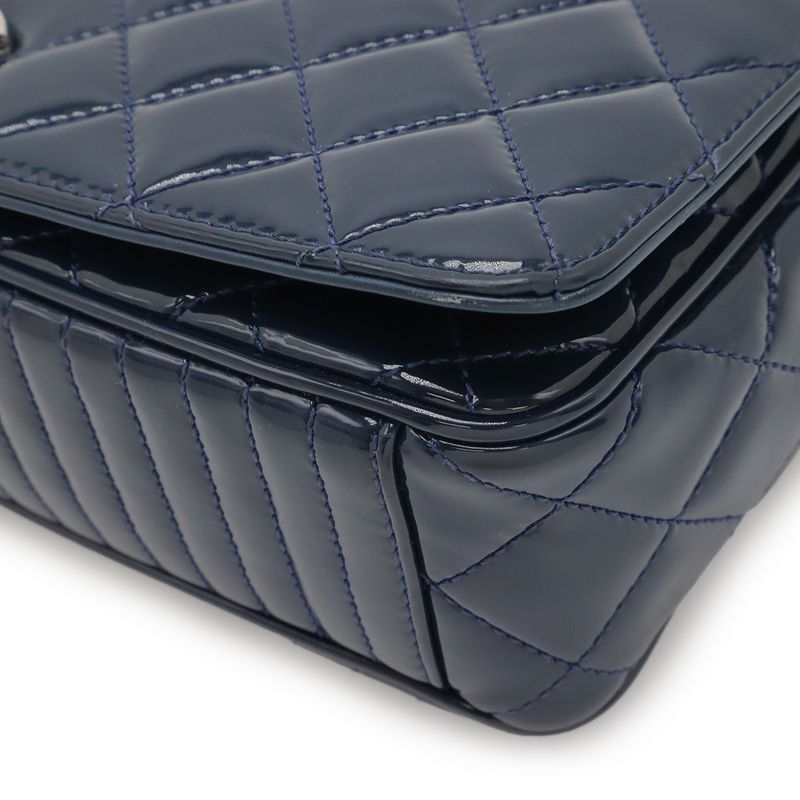 Chanel Coco Boy Matelasse Coco Mark Chain Shoulder Bag Pochette Enamel Patent