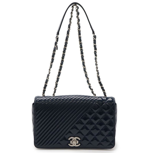 Chanel Coco Boy Matelasse Coco Mark Chain Shoulder Bag Pochette Enamel Patent