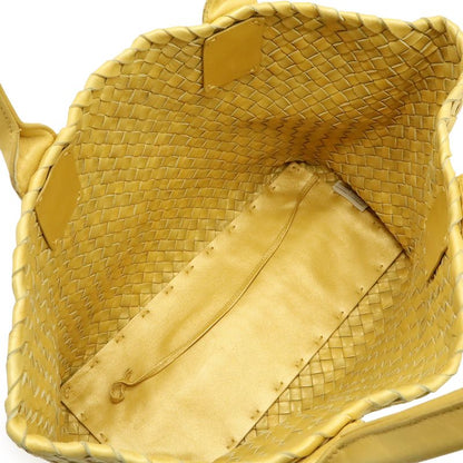 Bottega Veneta Intrecciato Cabas PM Tote Bag Shoulder Bag Leather Yellow Gold