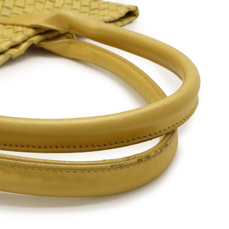 Bottega Veneta Intrecciato Cabas PM Tote Bag Shoulder Bag Leather Yellow Gold