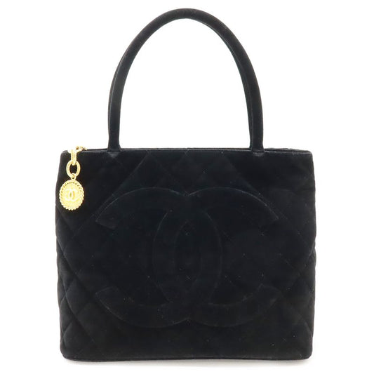 Chanel Matelasse Coco Mark Revival Tote Bag Shoulder Bag Velour Black Gold