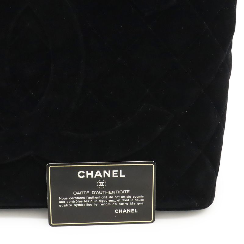 Chanel Matelasse Coco Mark Revival Tote Bag Shoulder Bag Velour Black Gold