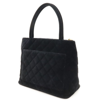 Chanel Matelasse Coco Mark Revival Tote Bag Shoulder Bag Velour Black Gold