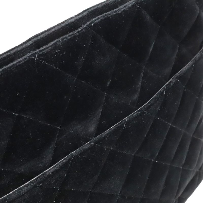 Chanel Matelasse Coco Mark Revival Tote Bag Shoulder Bag Velour Black Gold