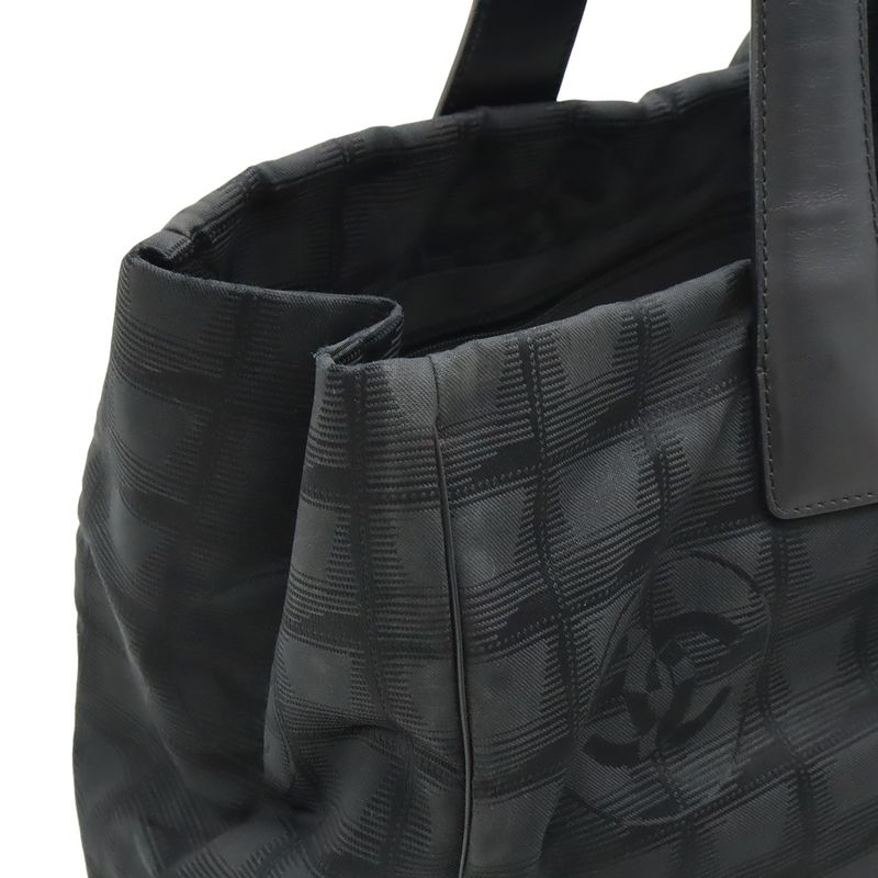 Chanel New Travel Line New Travel Line Tote MM Tote Bag Nylon Black Gold