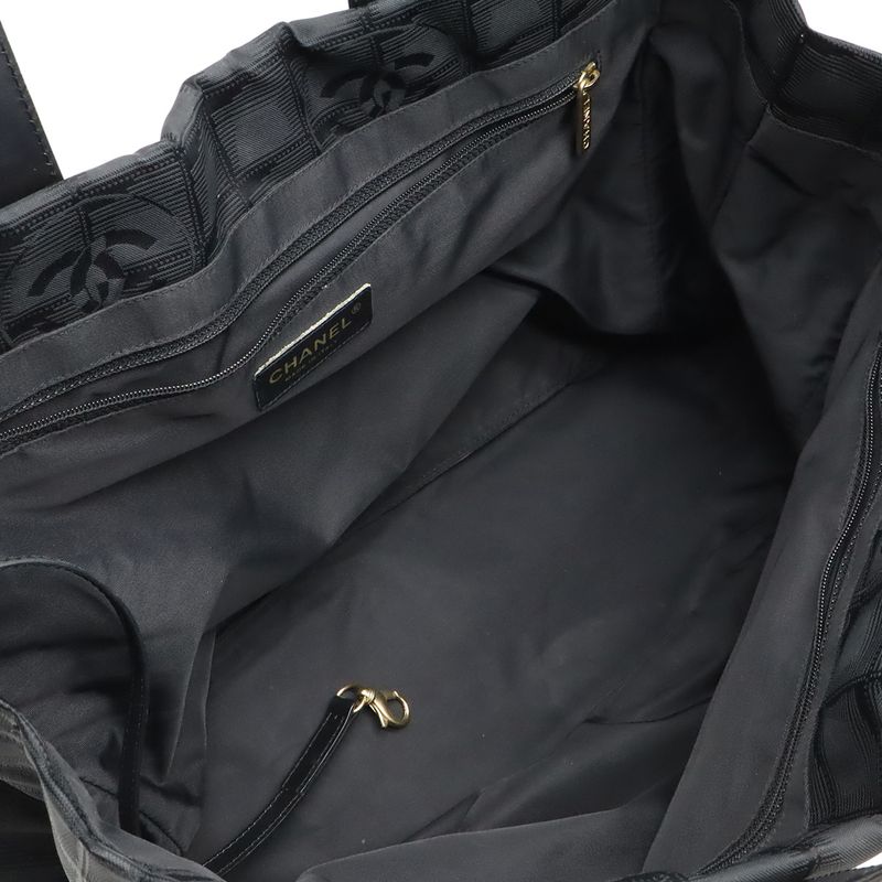 Chanel New Travel Line New Travel Line Tote MM Tote Bag Nylon Black Gold