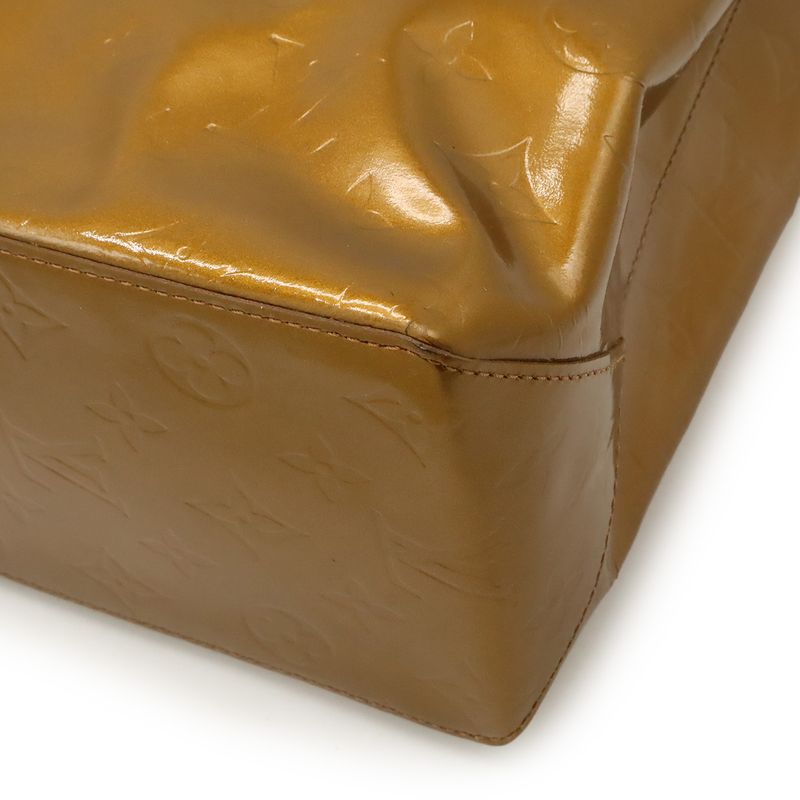 Louis Vuitton Monogram Vernis Reed MM Tote Handbag Enameled Calf Bronze Brown