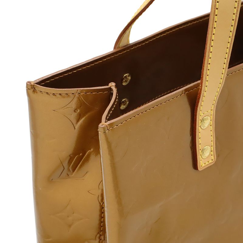 Louis Vuitton Monogram Vernis Reed MM Tote Handbag Enameled Calf Bronze Brown